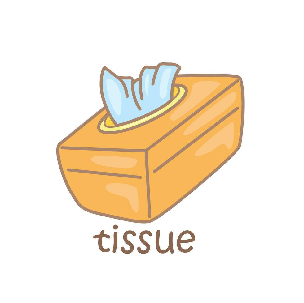 Alphabet T For Tissue Vocabulary School Lesson Cartoon Illustration Vector Clipart Sticker