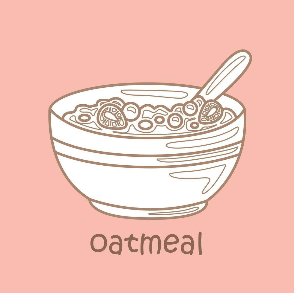 Alphabet O For Oatmeal Vocabulary School Lesson Cartoon Digital Stamp Outline vector