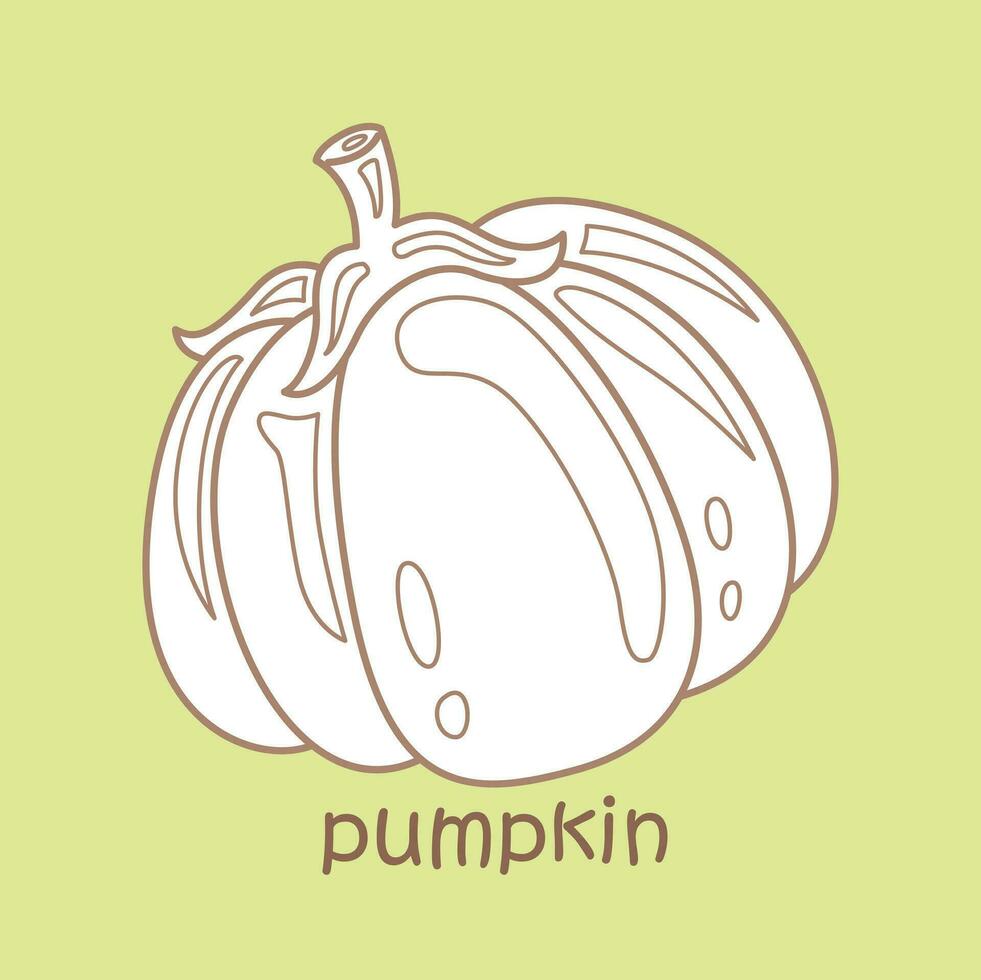 Alphabet P For Pumpkin Vocabulary School Lesson Cartoon Digital Stamp Outline vector