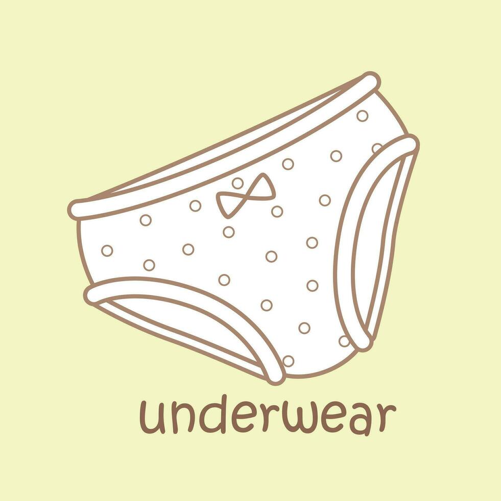 Alphabet U For Underwear Vocabulary School Lesson Cartoon Digital Stamp Outline vector