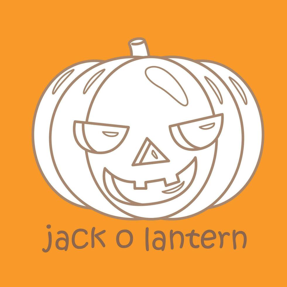 Alphabet J For Jack O Lantern Vocabulary School lesson Cartoon Digital Stamp Outline vector