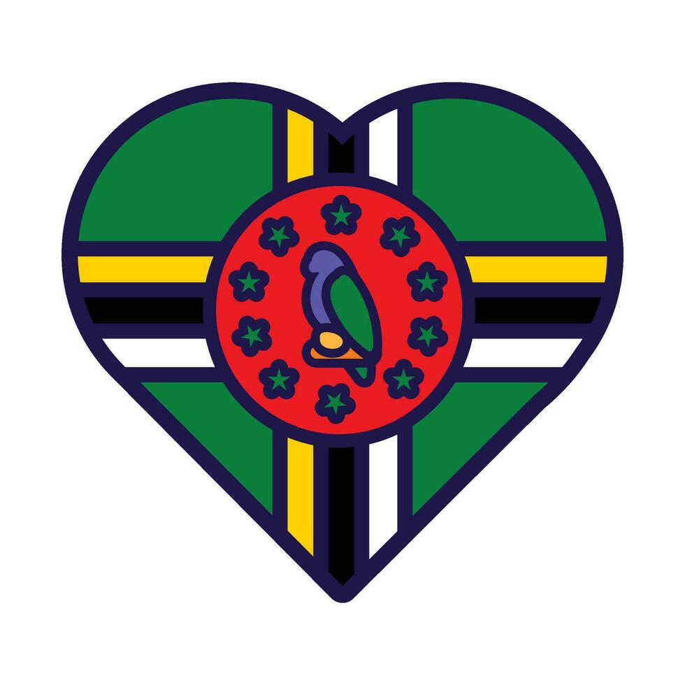 Dominica Flag Festive Patriot Heart Outline Icon vector