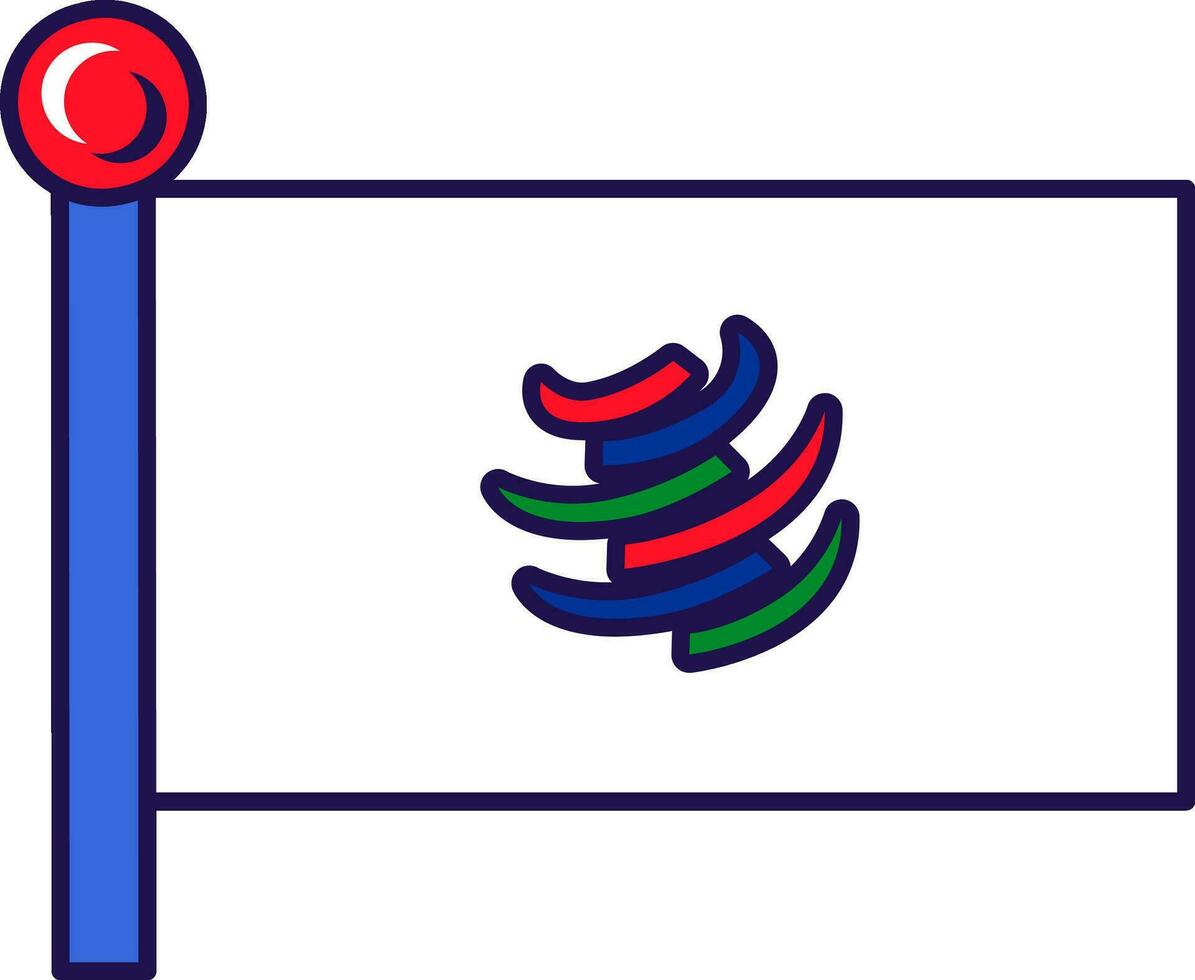 mundo comercio organización asta de bandera bandera bandera vector