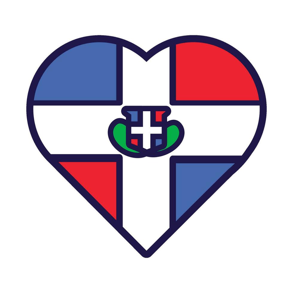 Dominican Flag Festive Patriot Heart Outline Icon vector