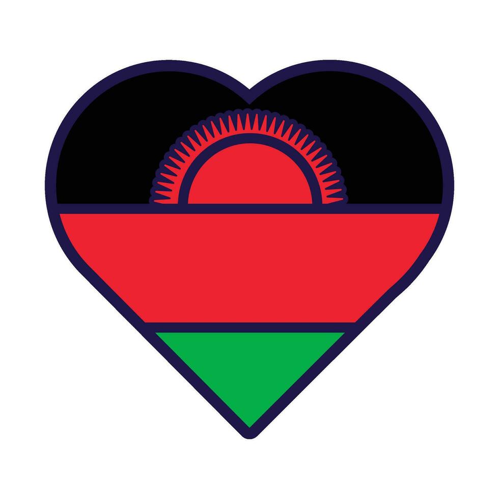 Malawi Flag Festive Patriot Heart Outline Icon vector