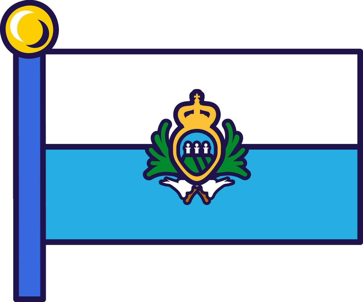 San Marino Country Flagpole Flag Banner vector