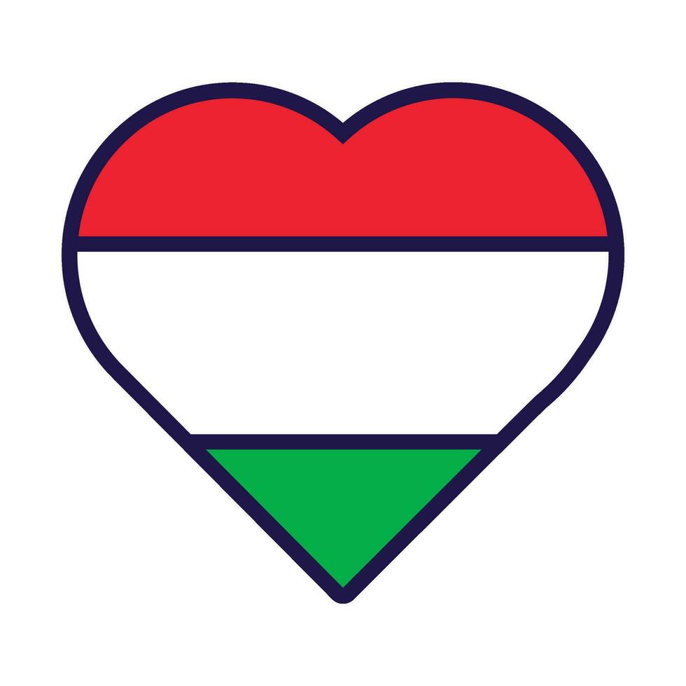 Hungría bandera festivo patriota corazón contorno icono vector