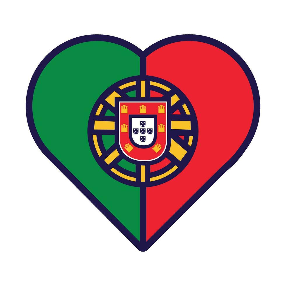 Portugal Flag Festive Patriot Heart Outline Icon vector