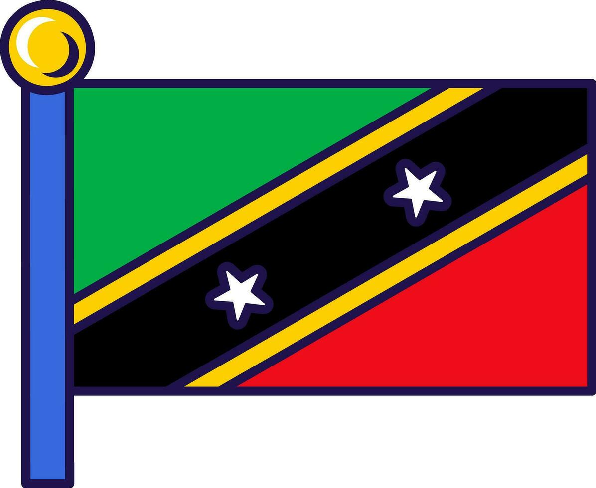 Saint Kitts Nevis Country Flagpole Flag Banner vector