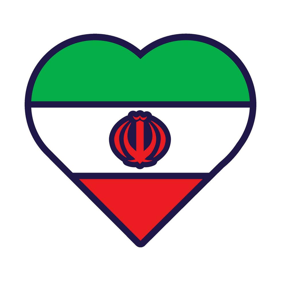Iran Flag Festive Patriot Heart Outline Icon vector