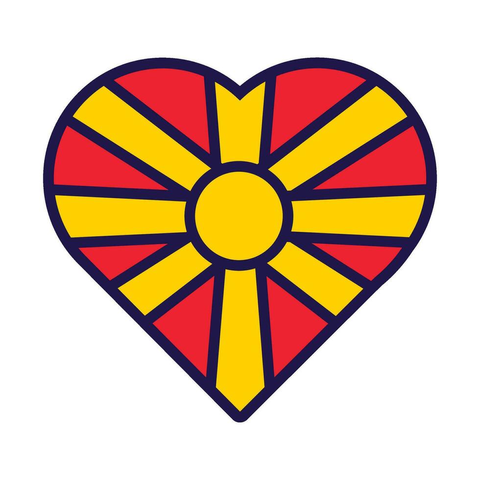 macedonia bandera festivo patriota corazón contorno icono vector