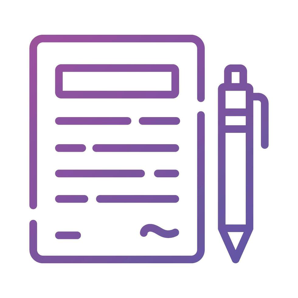Paper with pen denoting contract icon in trendy style, ready to use vector