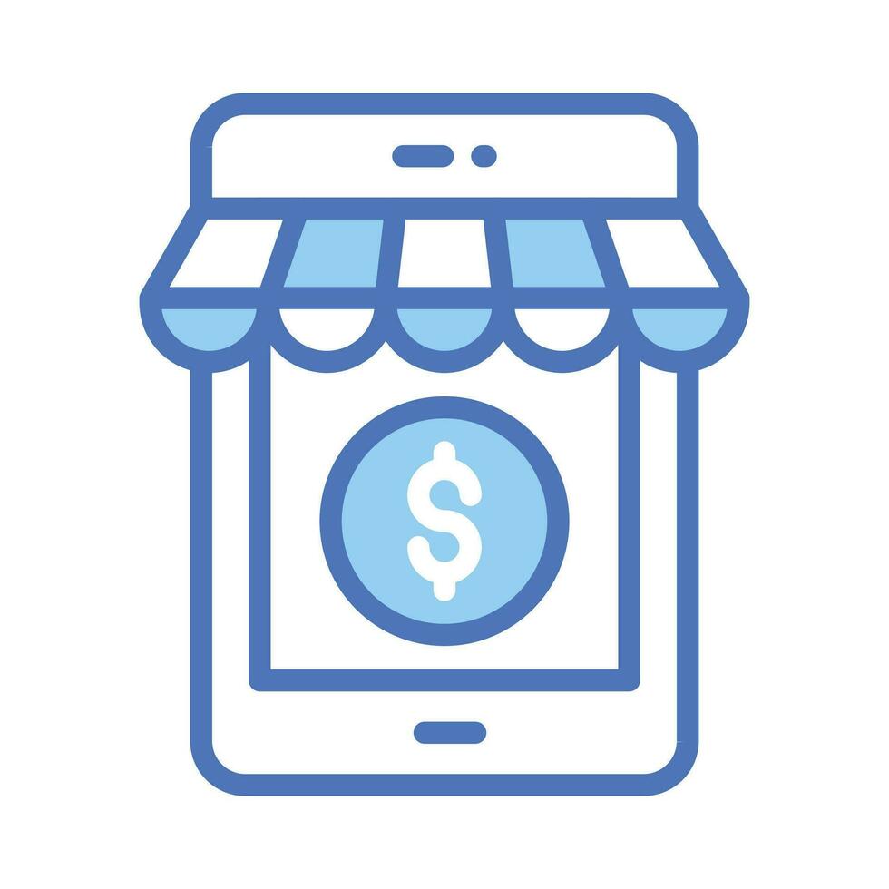 Dollar coin inside phone, A concept of m commerce icon, mobile shop vector design