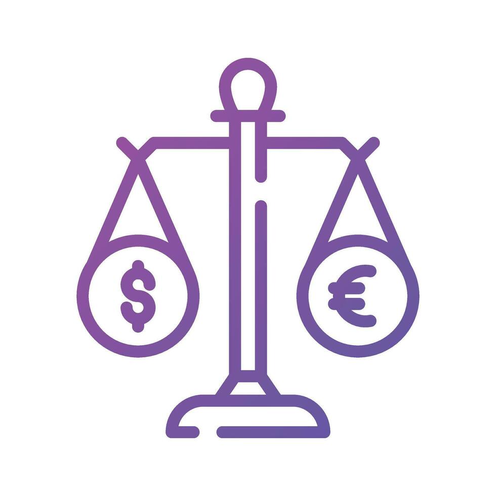 Currency with balancing scale, Trendy icon of money balance vector