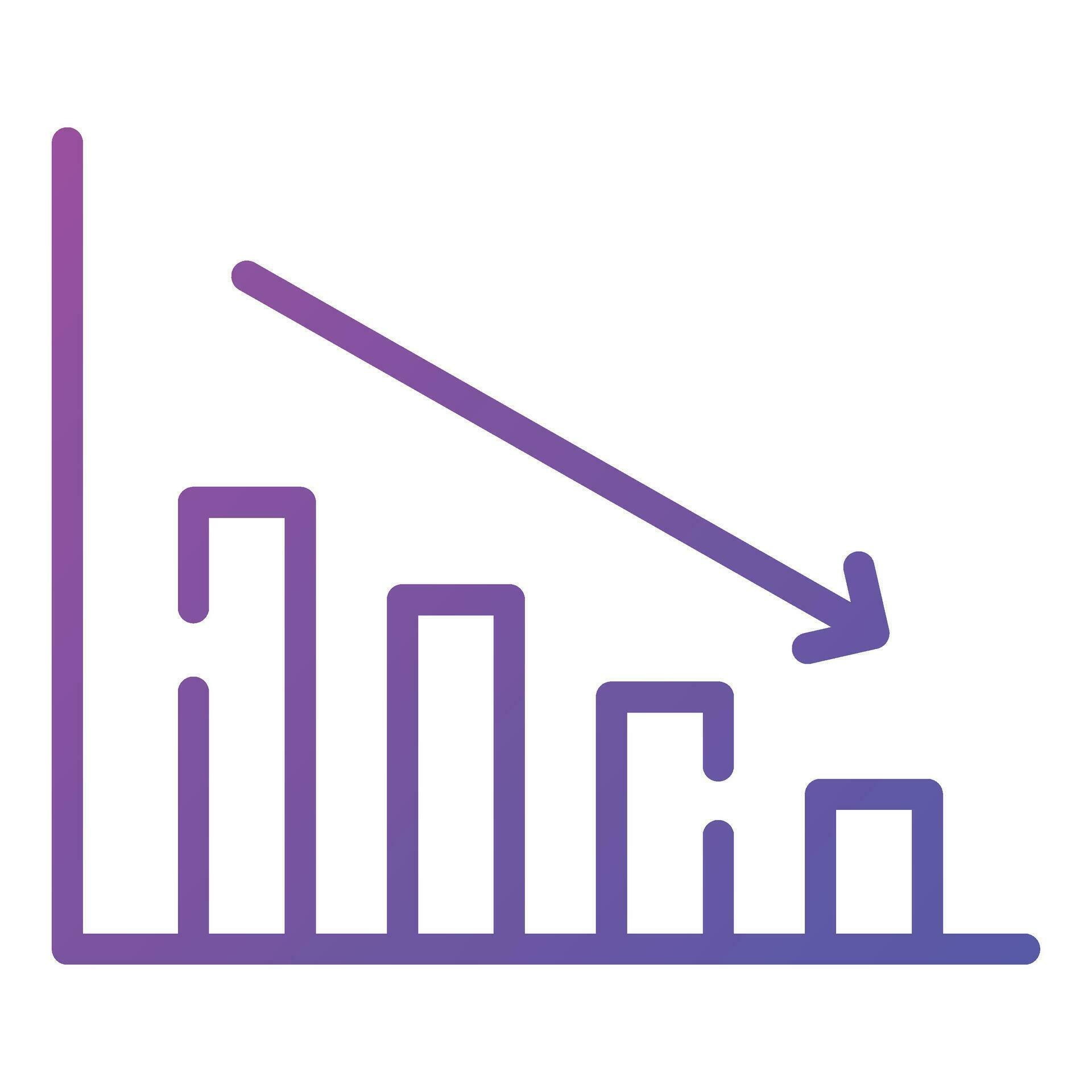 Decrease chart icon design in modern style, isolated on white ...