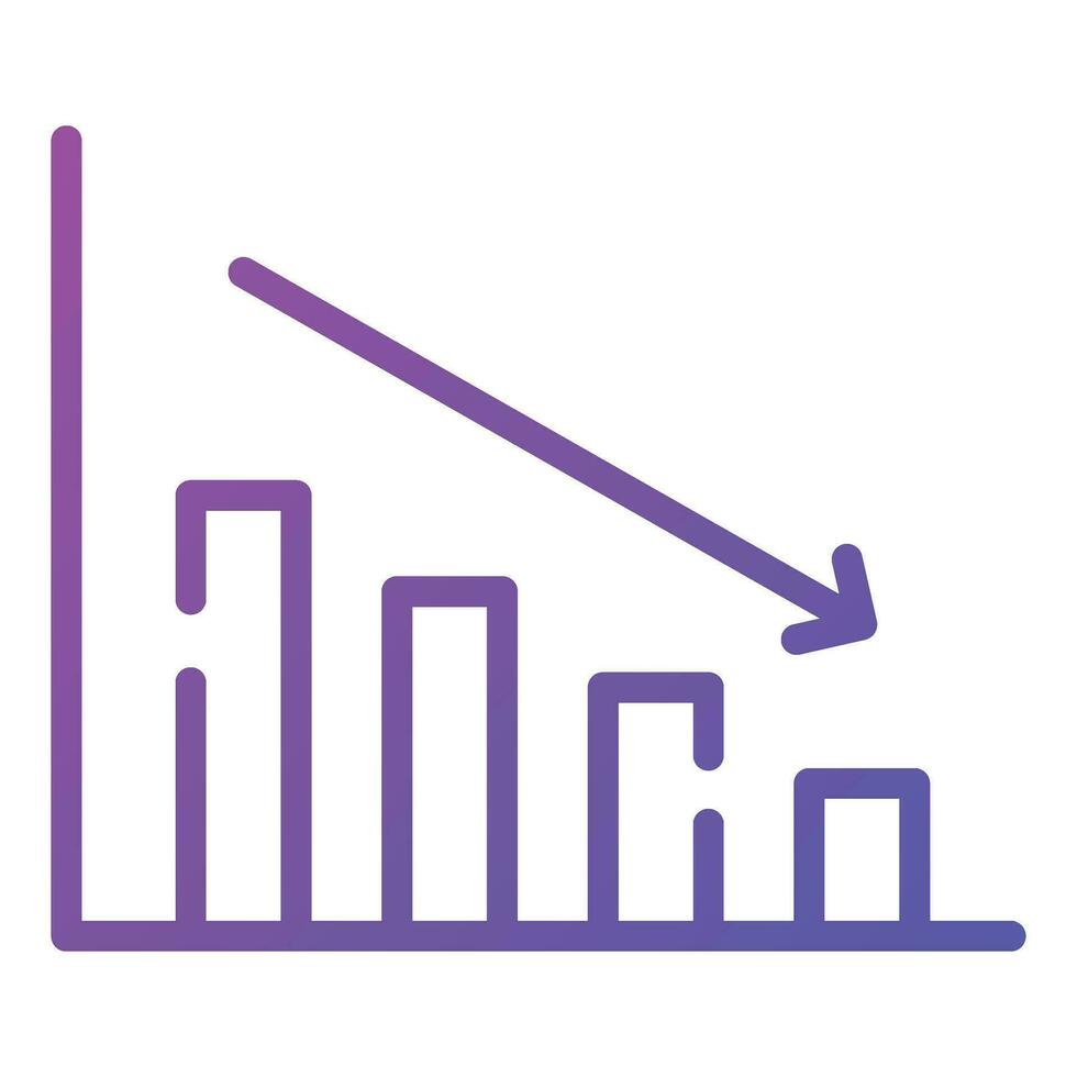 Decrease chart icon design in modern style, isolated on white background vector