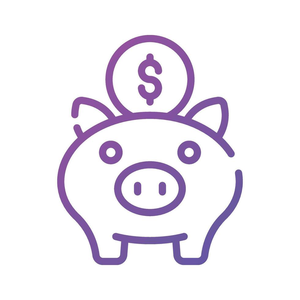 Piggy bank with dollar coin, trendy flat vector design of money savings