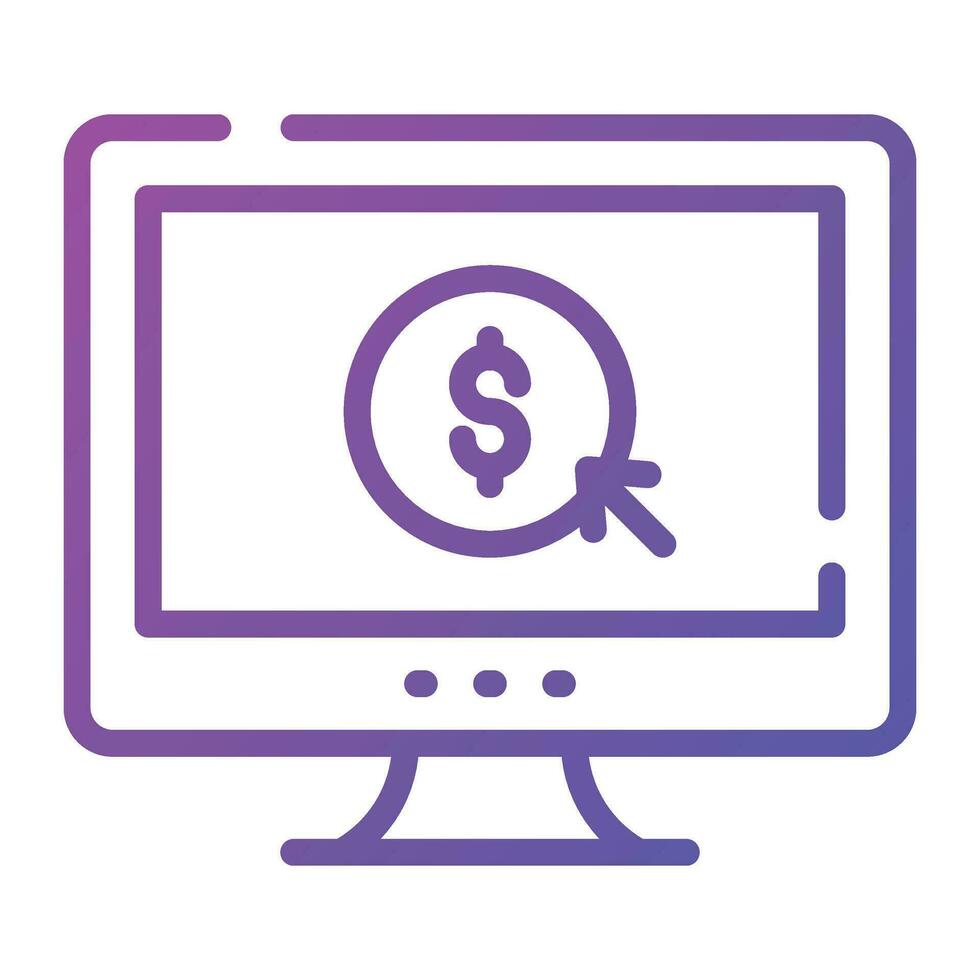 Dollar coin inside with pointing arrow concept vector of pay per click, Ppc design