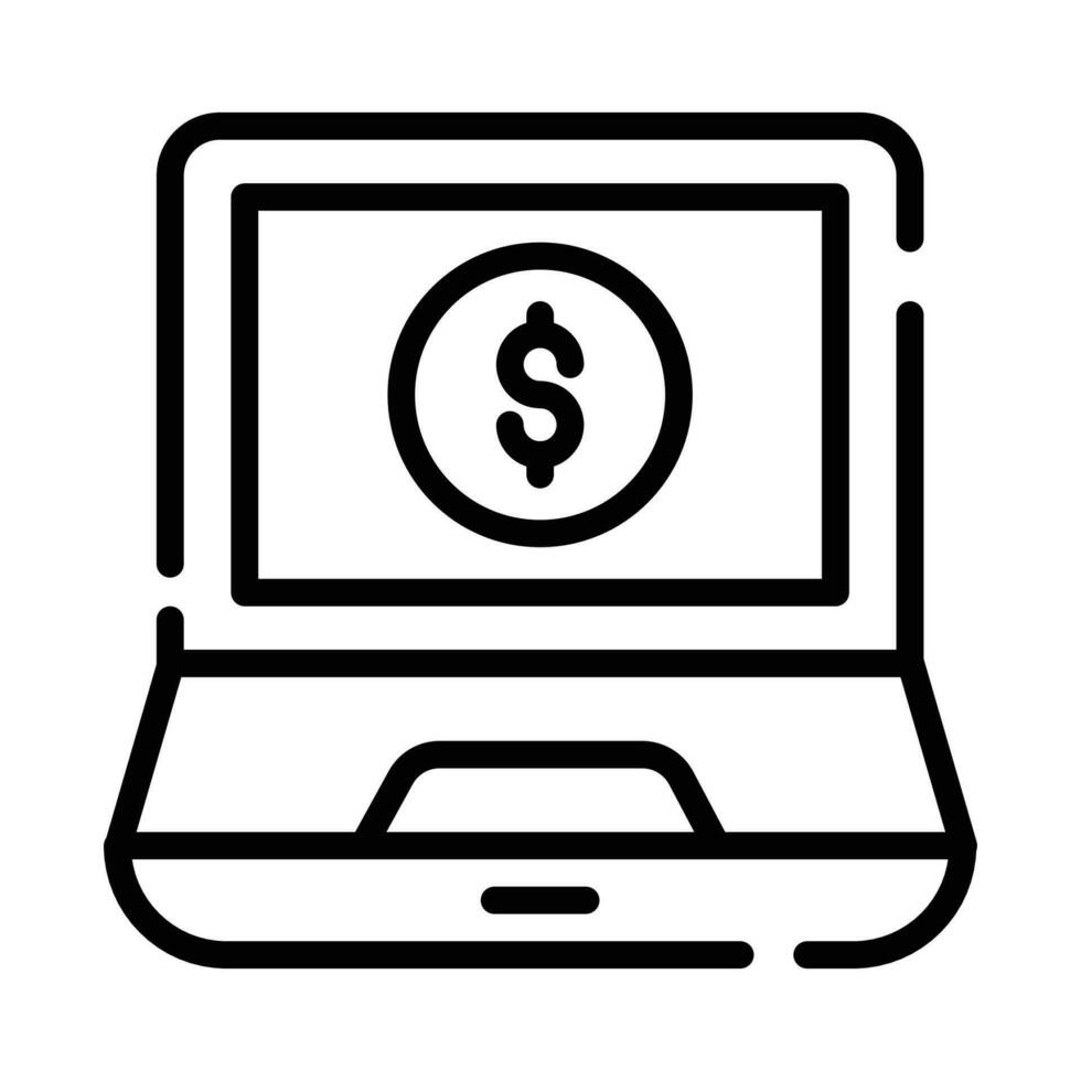 Dollar coin inside laptop screen showing e-banking concept vector