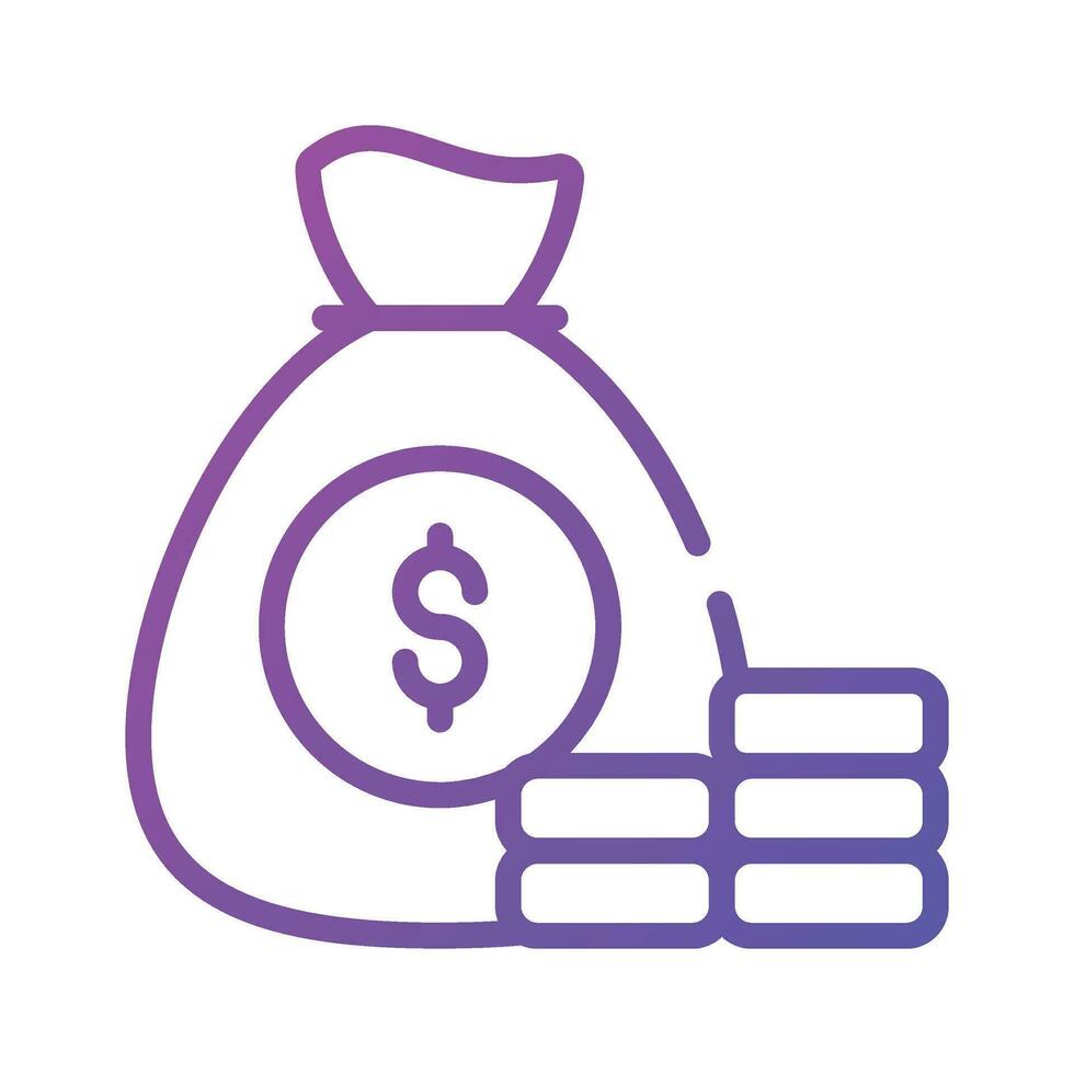 Money bag with dollar coins, savings icon in trendy style, premium vector design