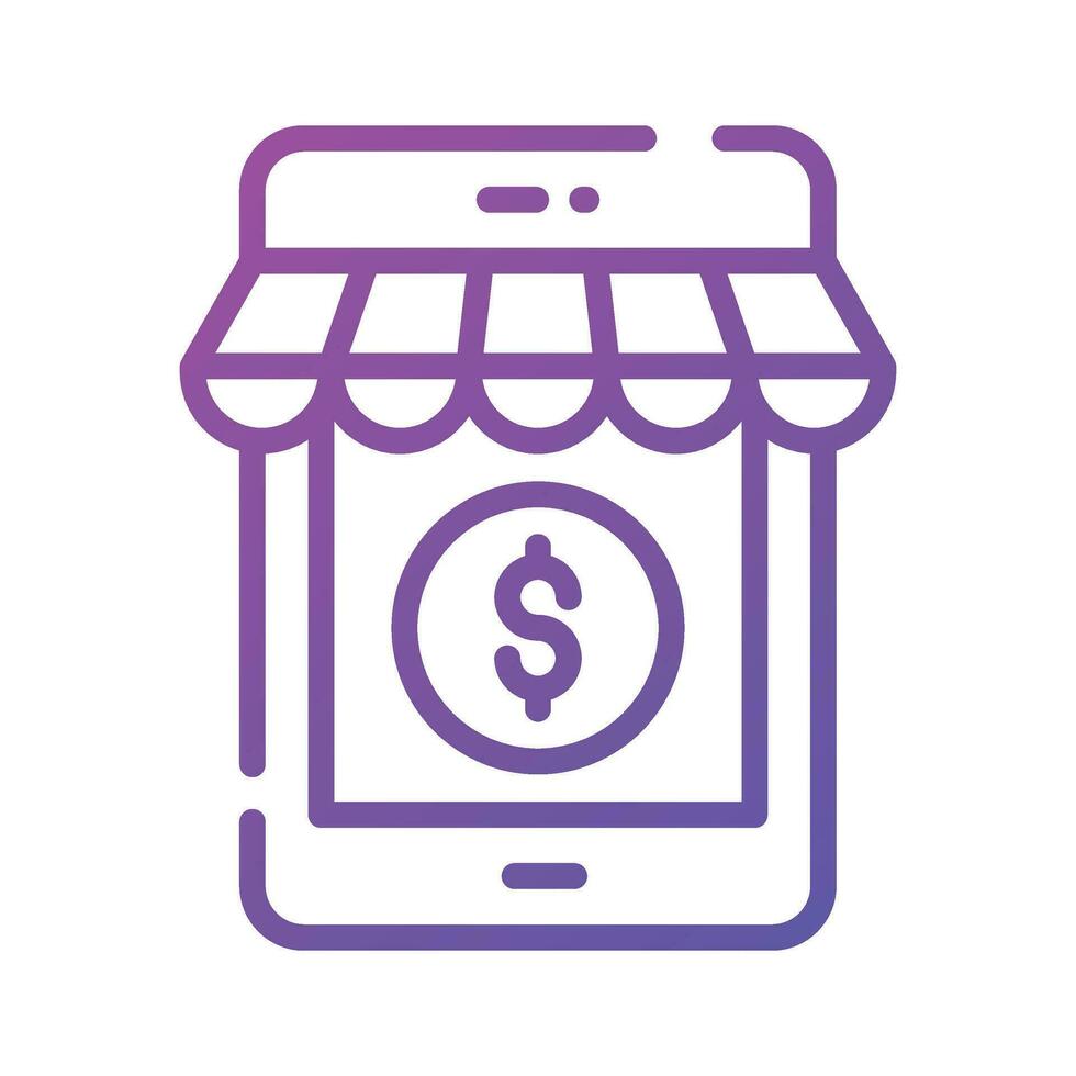 Dollar coin inside phone, A concept of m commerce icon, mobile shop vector design