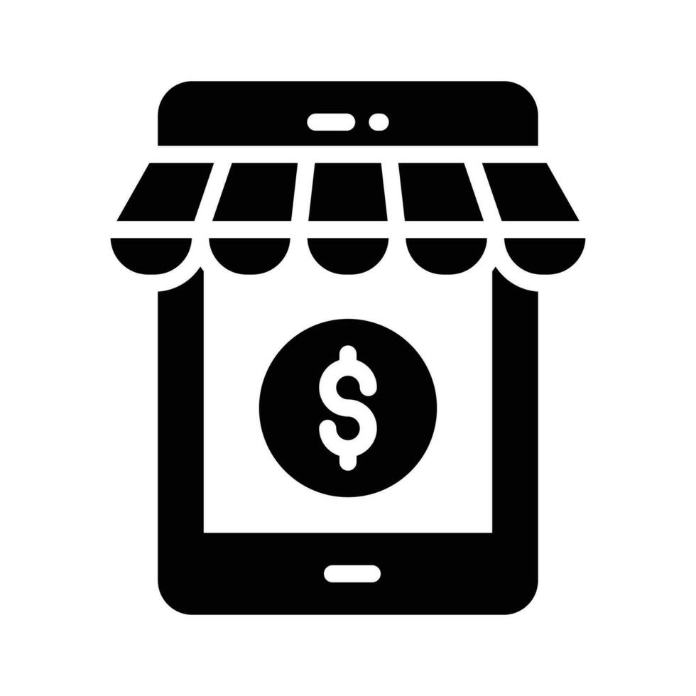 Dollar coin inside phone, A concept of m commerce icon, mobile shop vector design