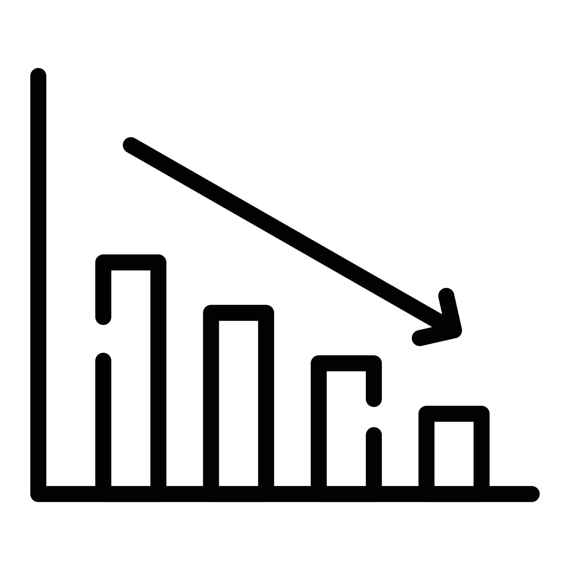 Decrease chart icon design in modern style, isolated on white ...