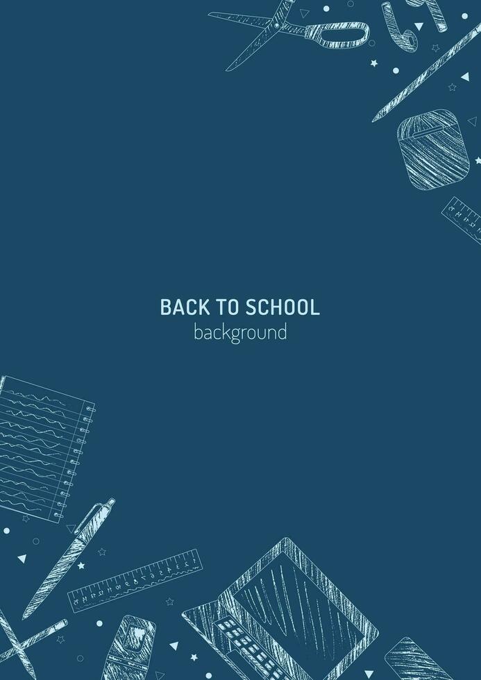 School supply and e-learning back to school design pencil sketch style poster vector