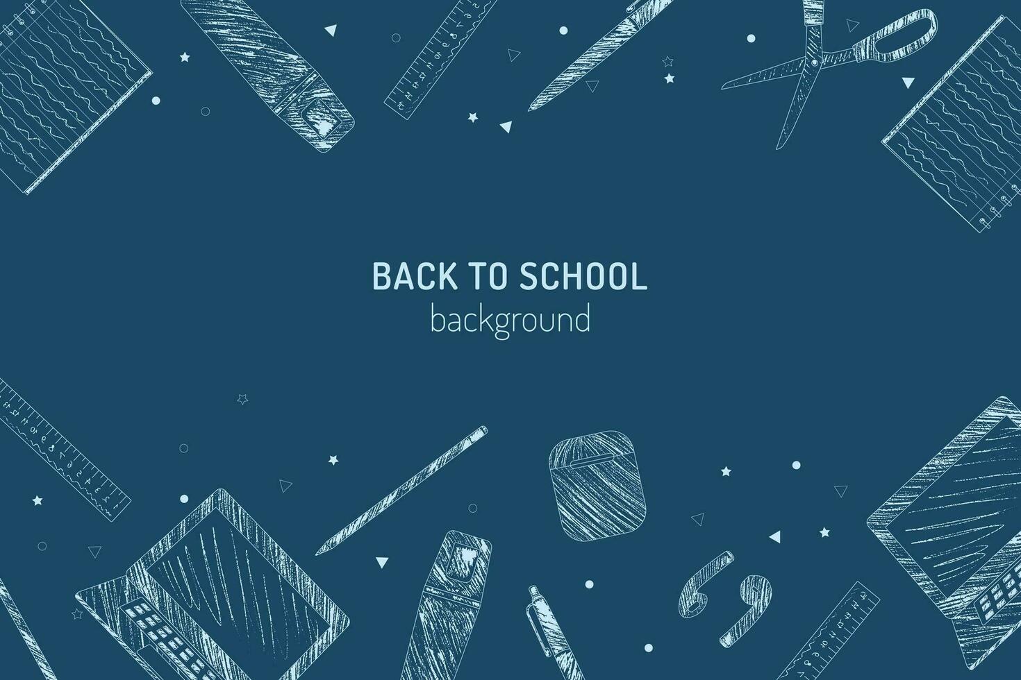 School supply and e-learning back to school design pencil sketch style vector