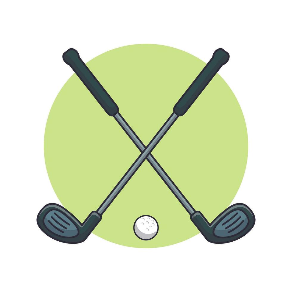 Golf stick and ball cartoon vector illustration.