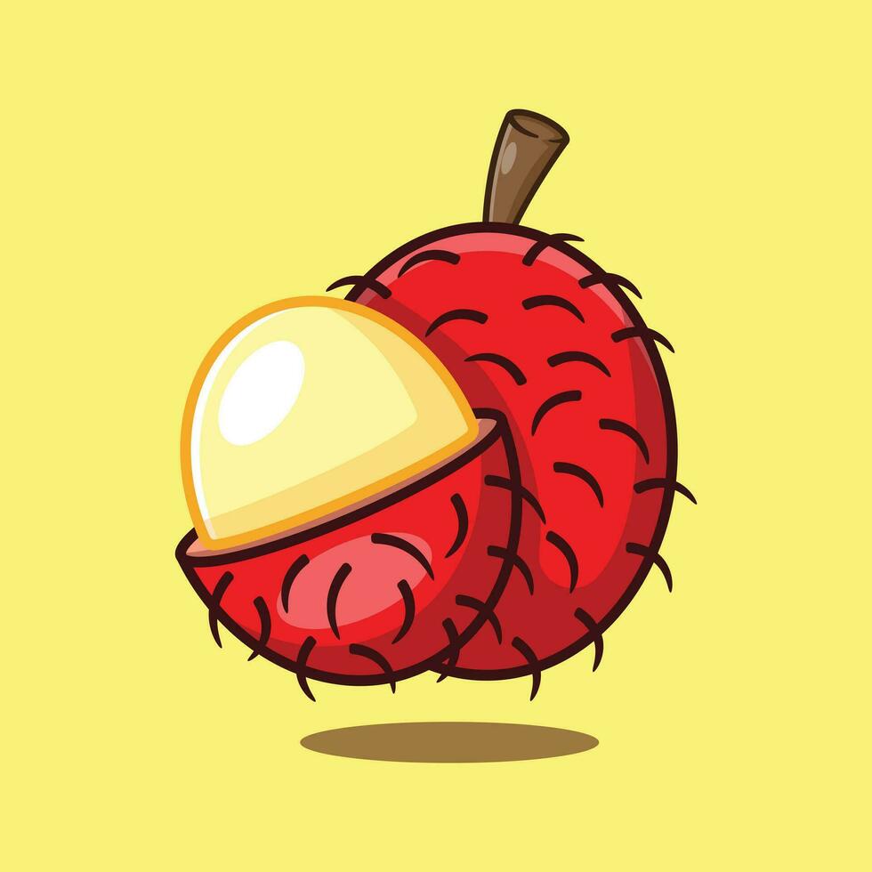 Rambutan cartoon vector illustration.