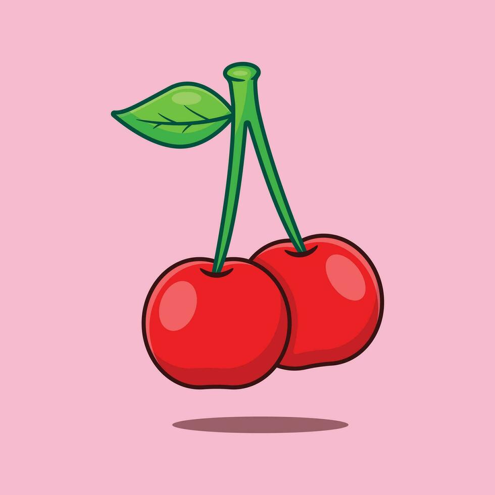 Cherry cartoon vector illustration.