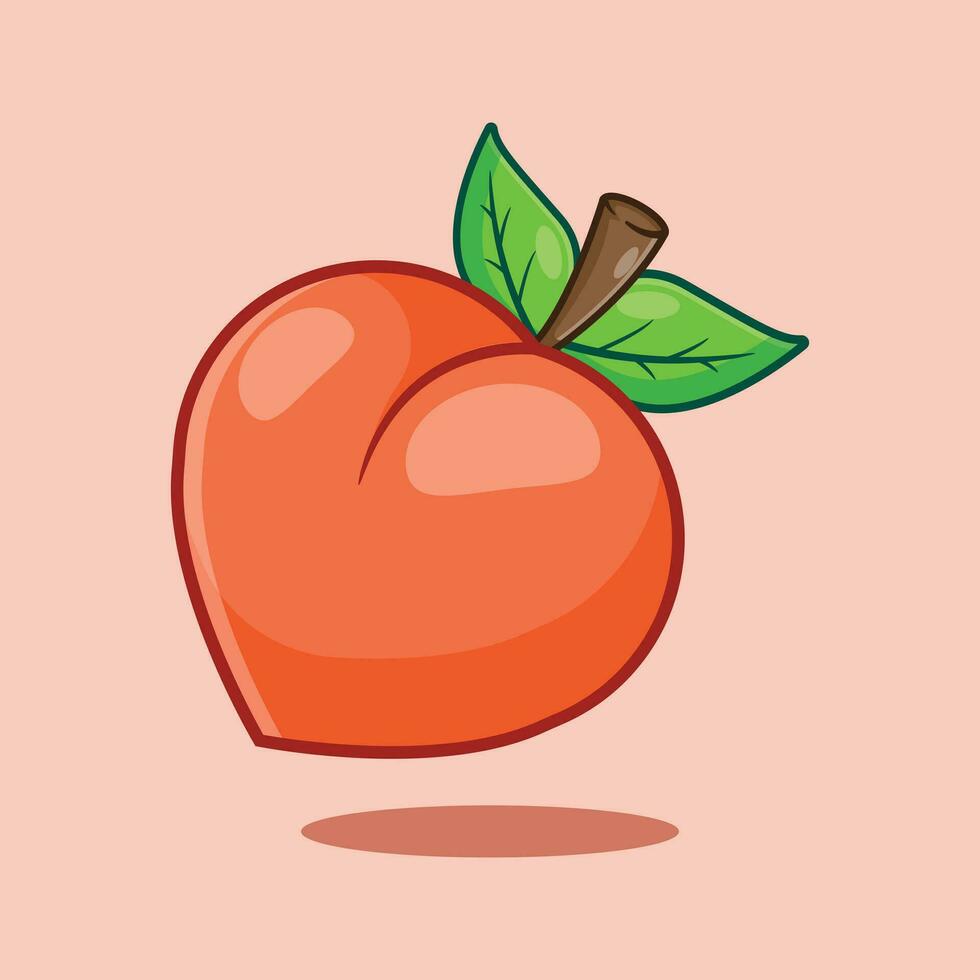 melocotón Fruta dibujos animados vector ilustración.