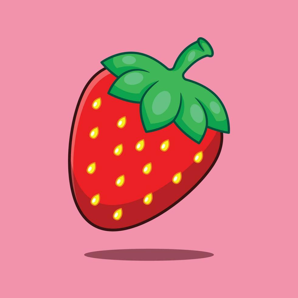 Strawberry cartoon vector illustration.