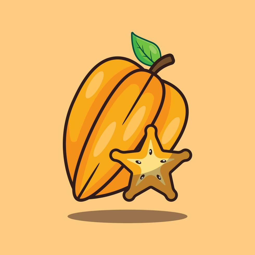 Starfruit cartoon vector illustration.