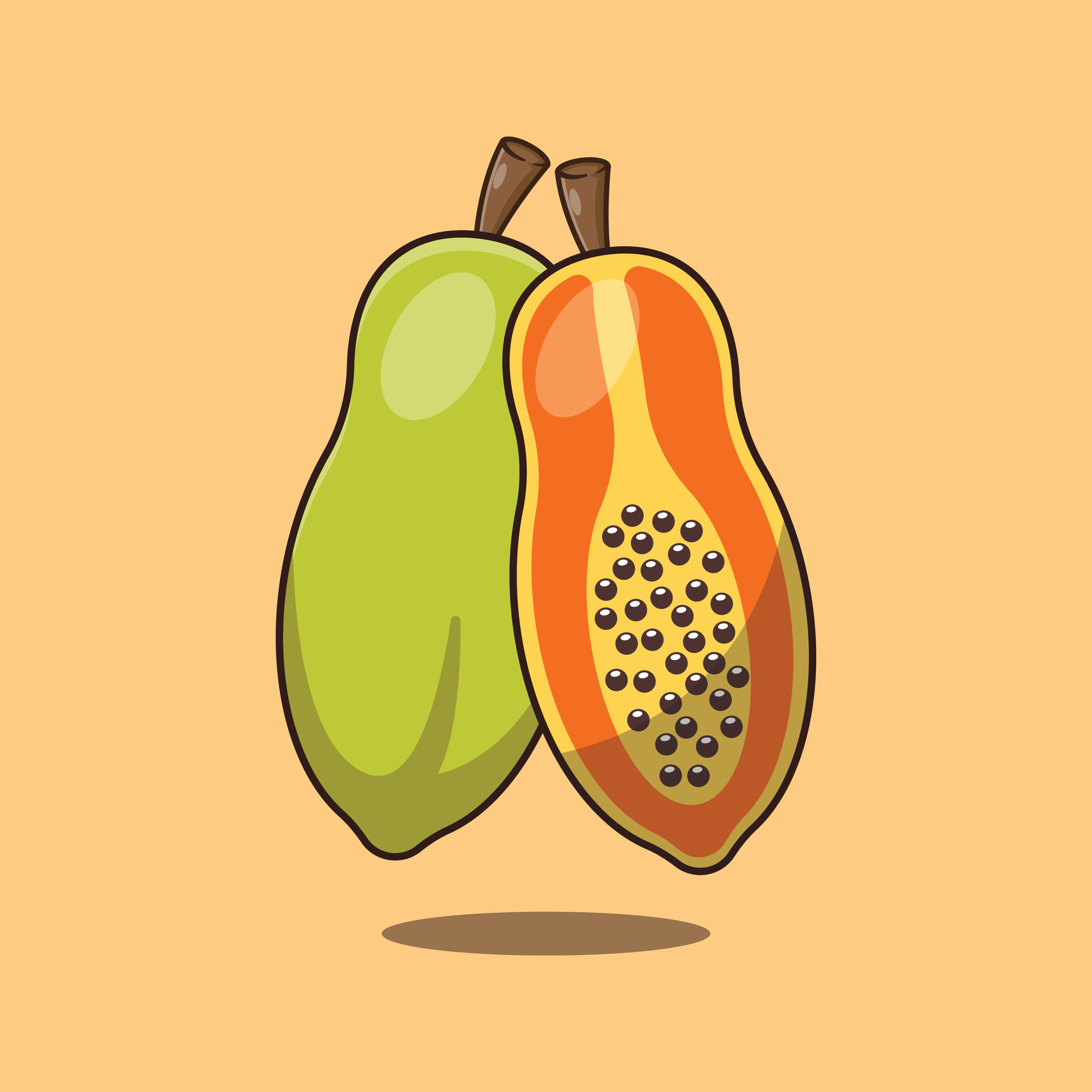 Papaya cartoon vector illustration 26785994 Vector Art at Vecteezy