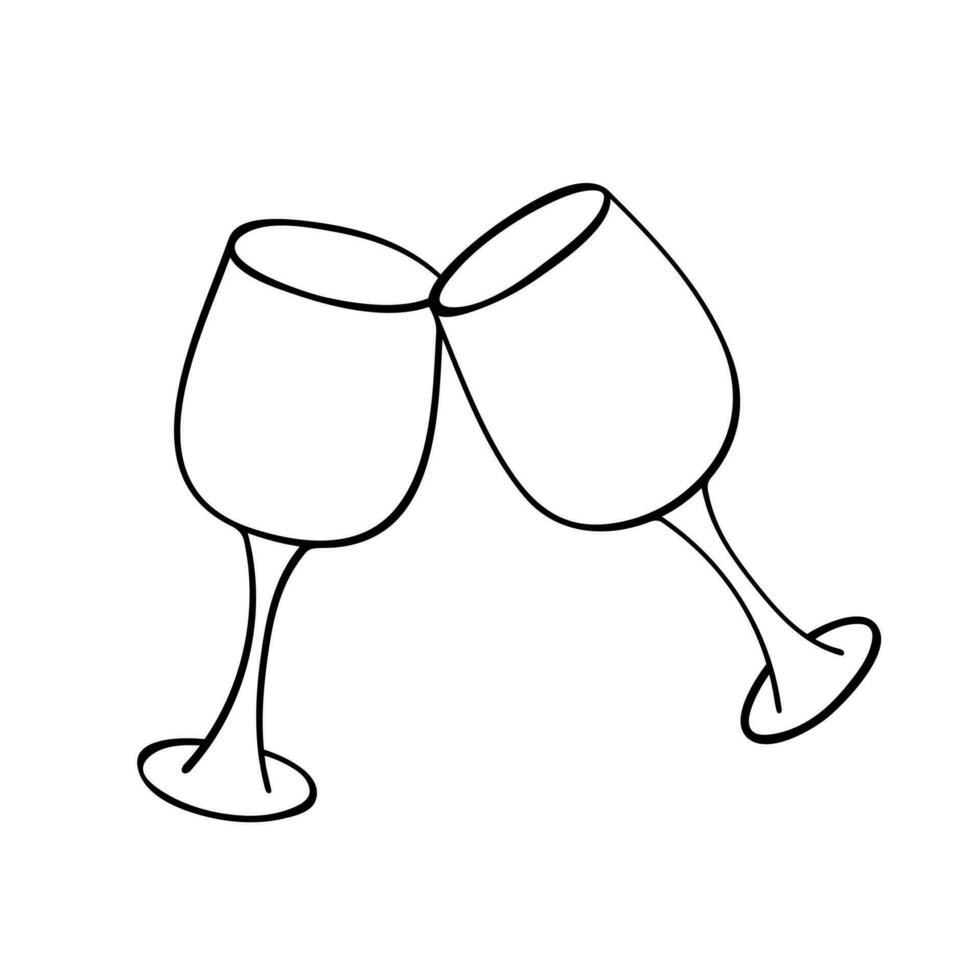 mano dibujado vino vaso ilustración. alcohol bebida clipart en garabatear estilo. soltero elemento para diseño vector