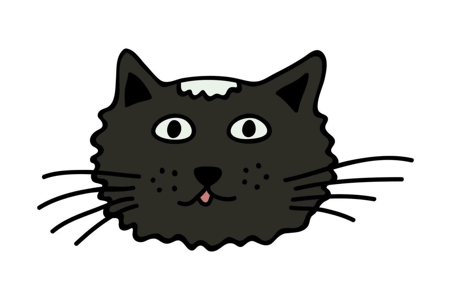 Hand drawn cat muzzle clipart. Cute pet face doodle vector