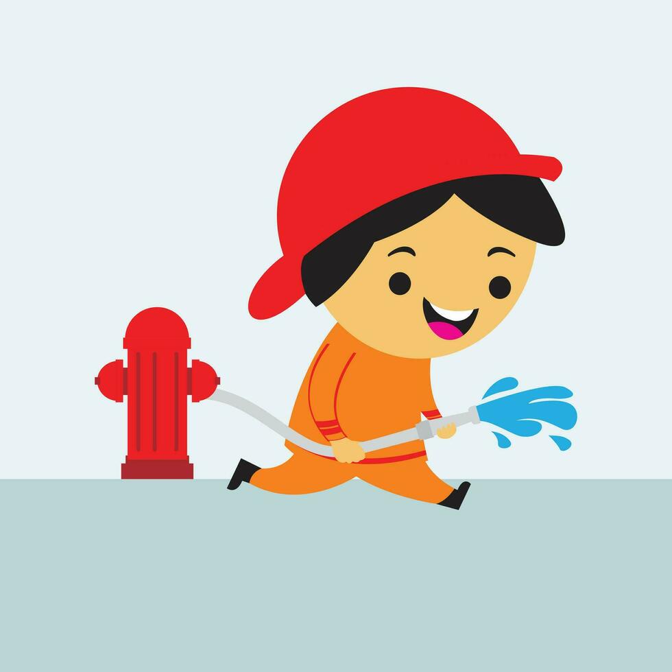 Illustration of a firefighter in action vector