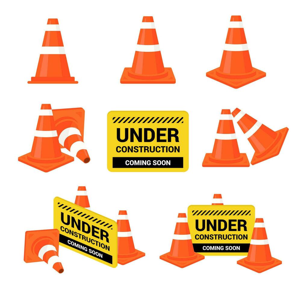 traffic cone under construction vector