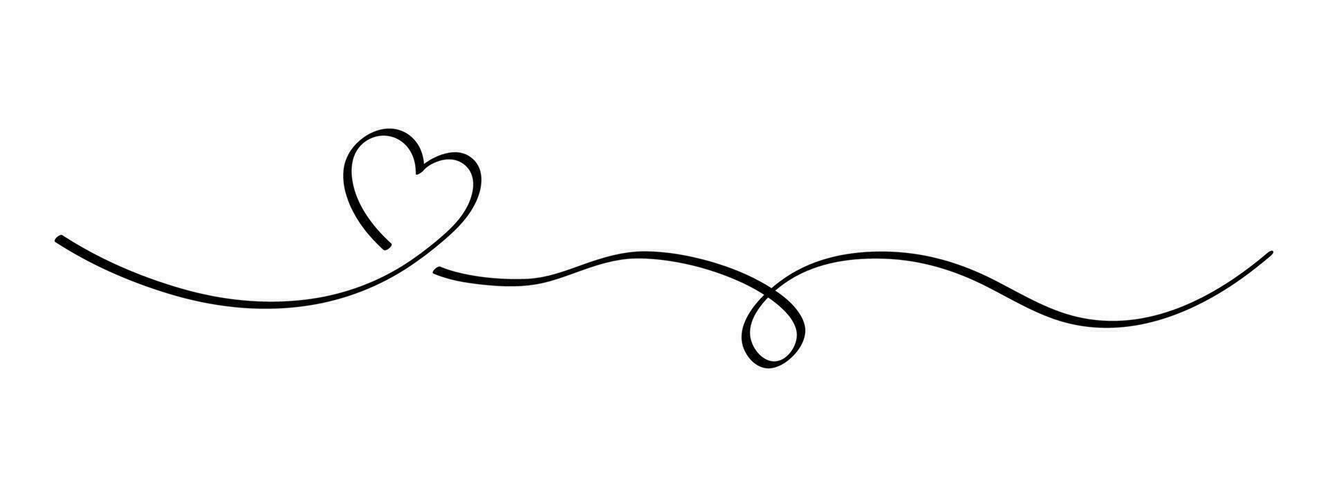 Heart and love swirl divider. vector
