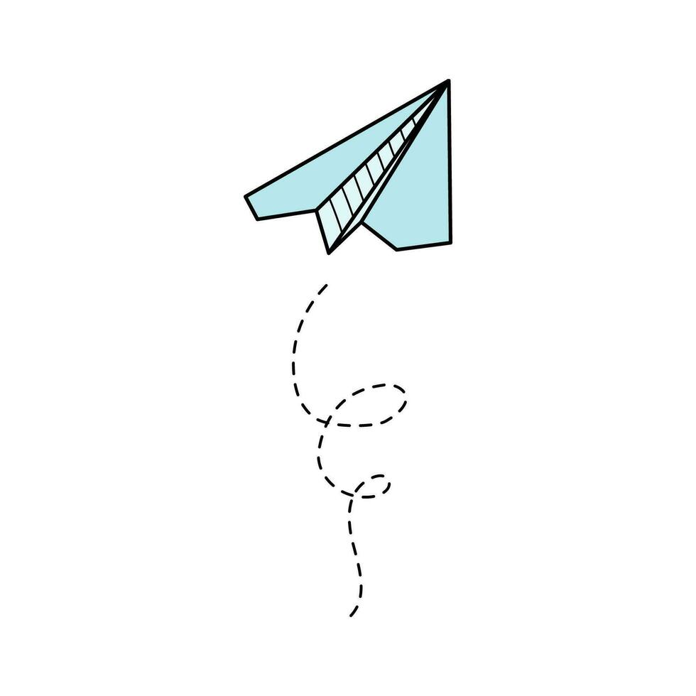 papel avión vector icono. garabatear contorno