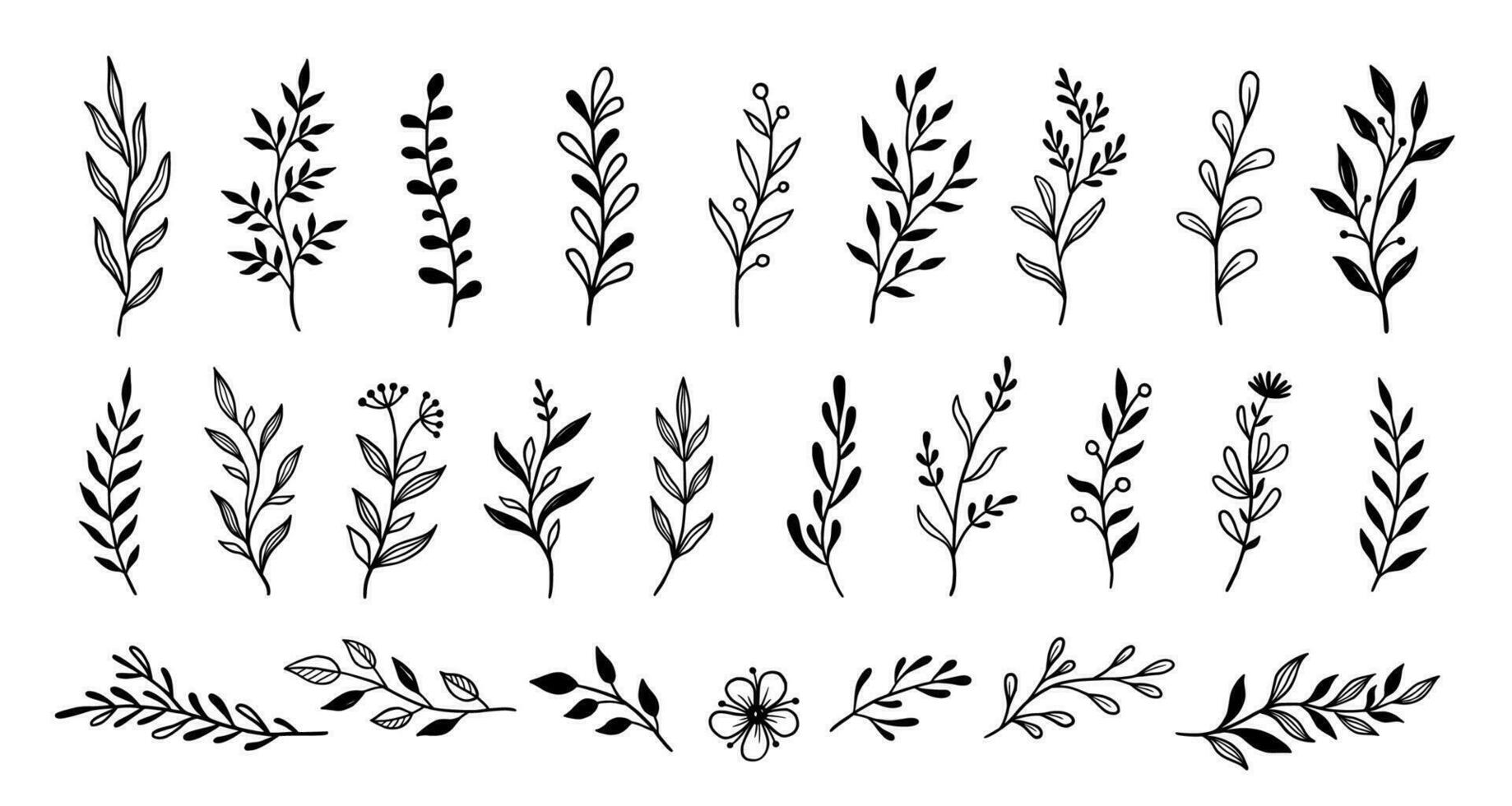 Leaf branch wreath rustic set vector