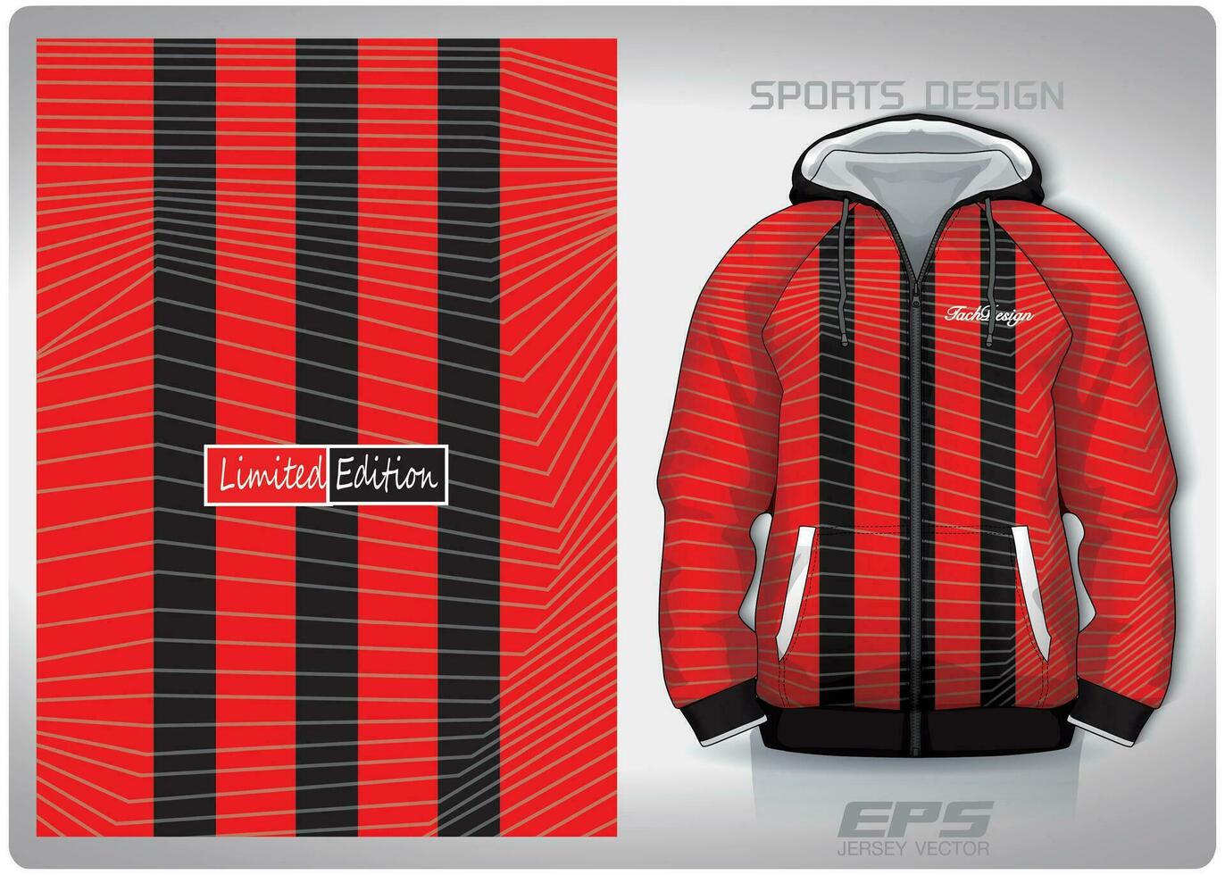 Vector sports shirt background image.Straight stripes and cross stripes in black and red pattern design, illustration, textile background for sports long sleeve hoodie, jersey hoodie