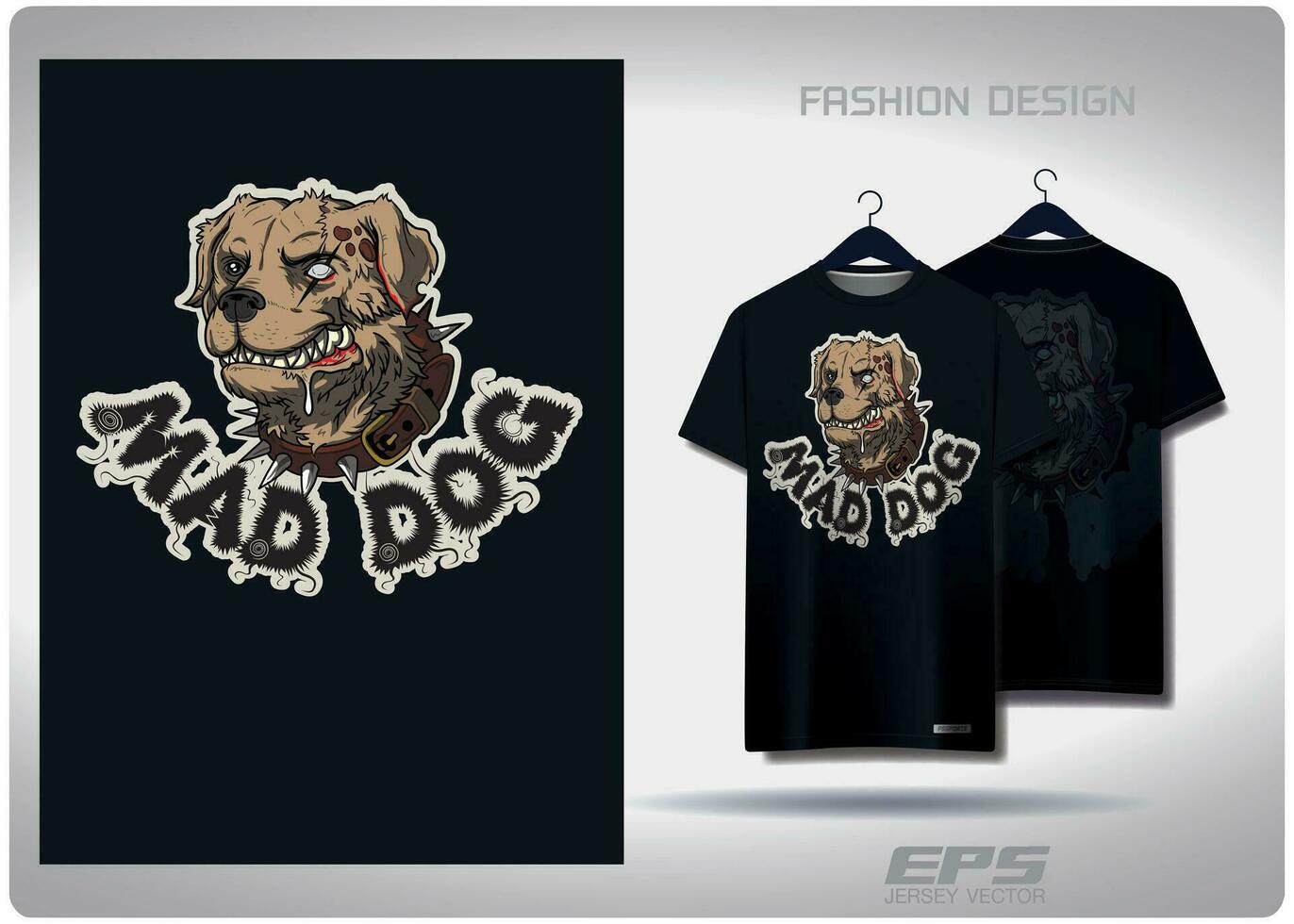 Vector T-shirt background image.mad dog zombie dog pattern design, illustration, textile background for t-shirt, jersey street t-shirt