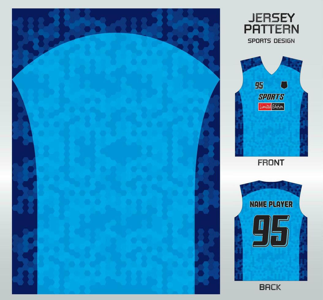 Pattern vector sports shirt background image.dark and faded honeycomb blue pattern design, illustration, textile background for sports t-shirt, football jersey shirt