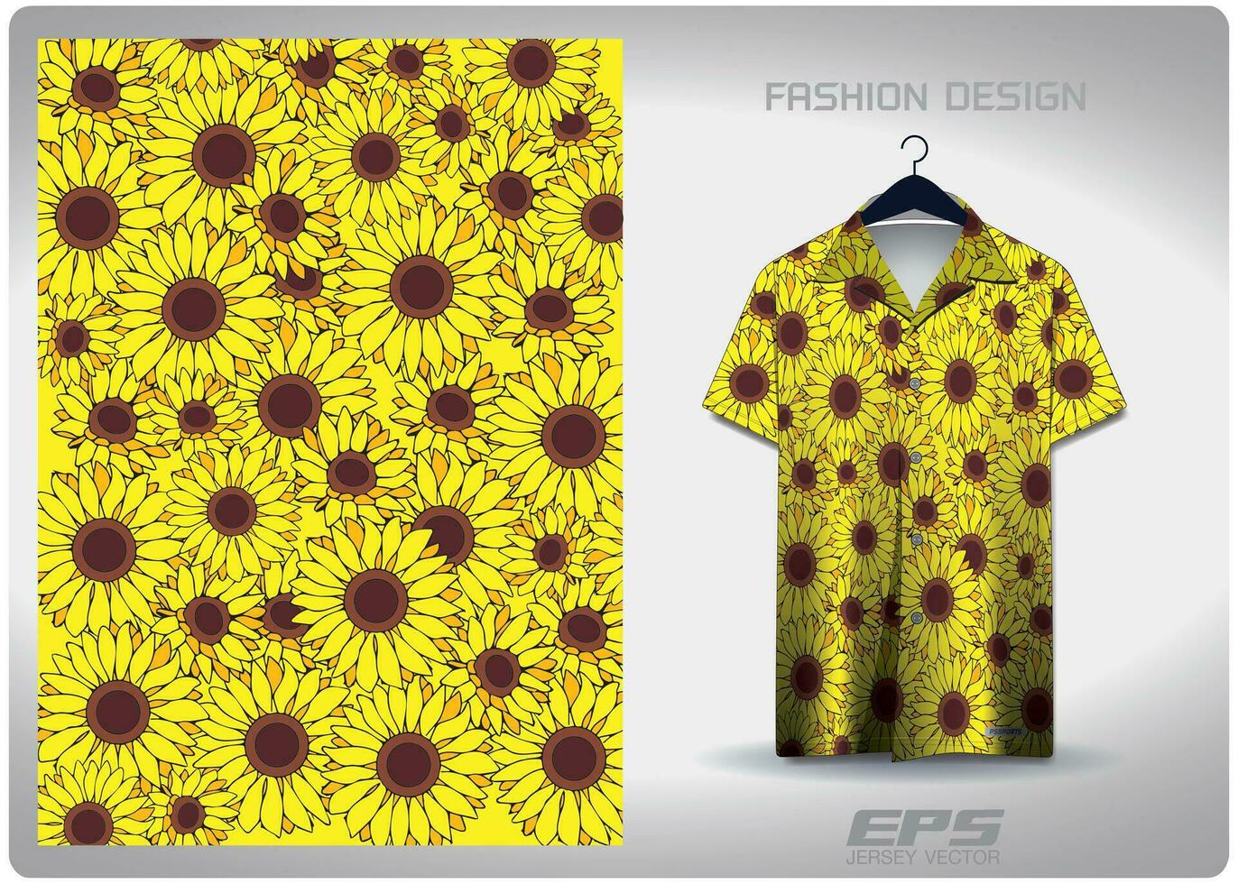 Vector hawaiian shirt background image.yellow sunflower pattern design, illustration, textile background for hawaiian shirt,jersey hawaiian shirt