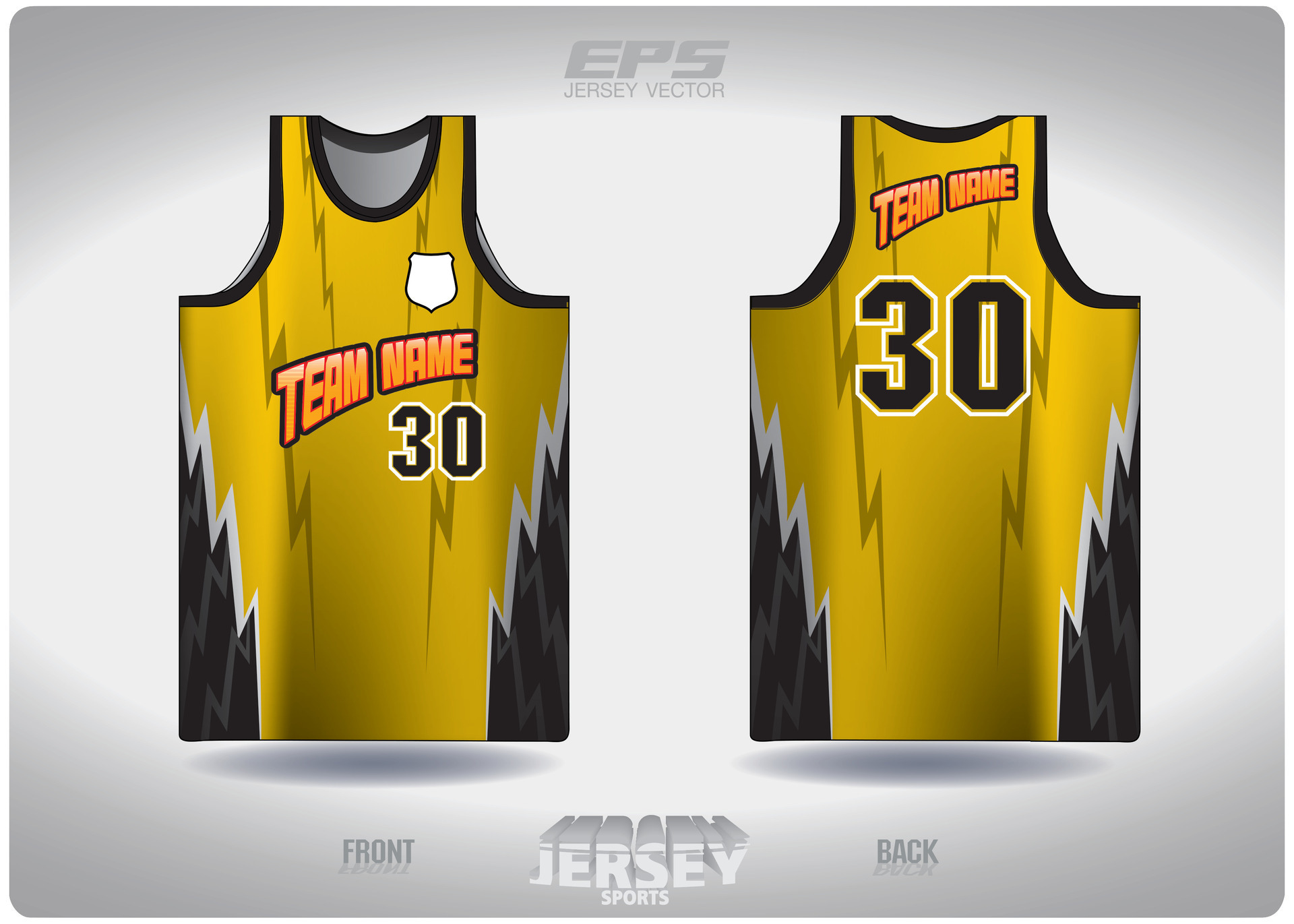 EPS jersey sports shirt vector.yellow lightning with black band pattern