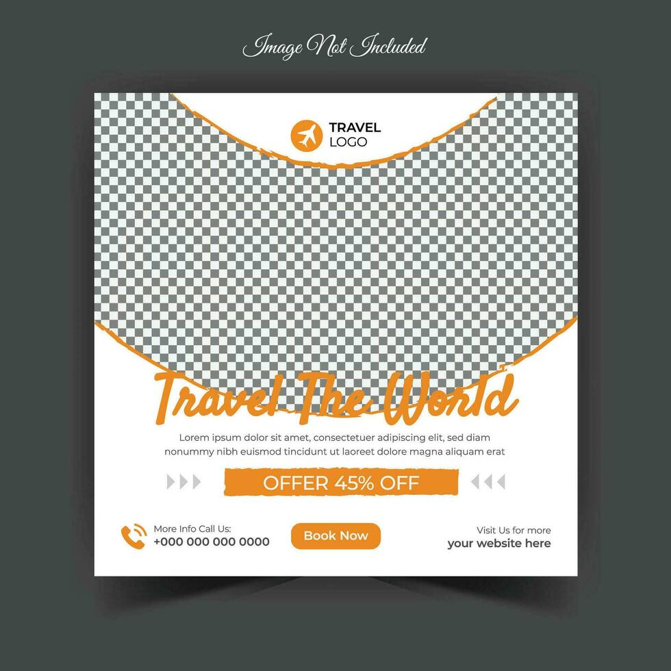 Travel sale banner and social media post template vector