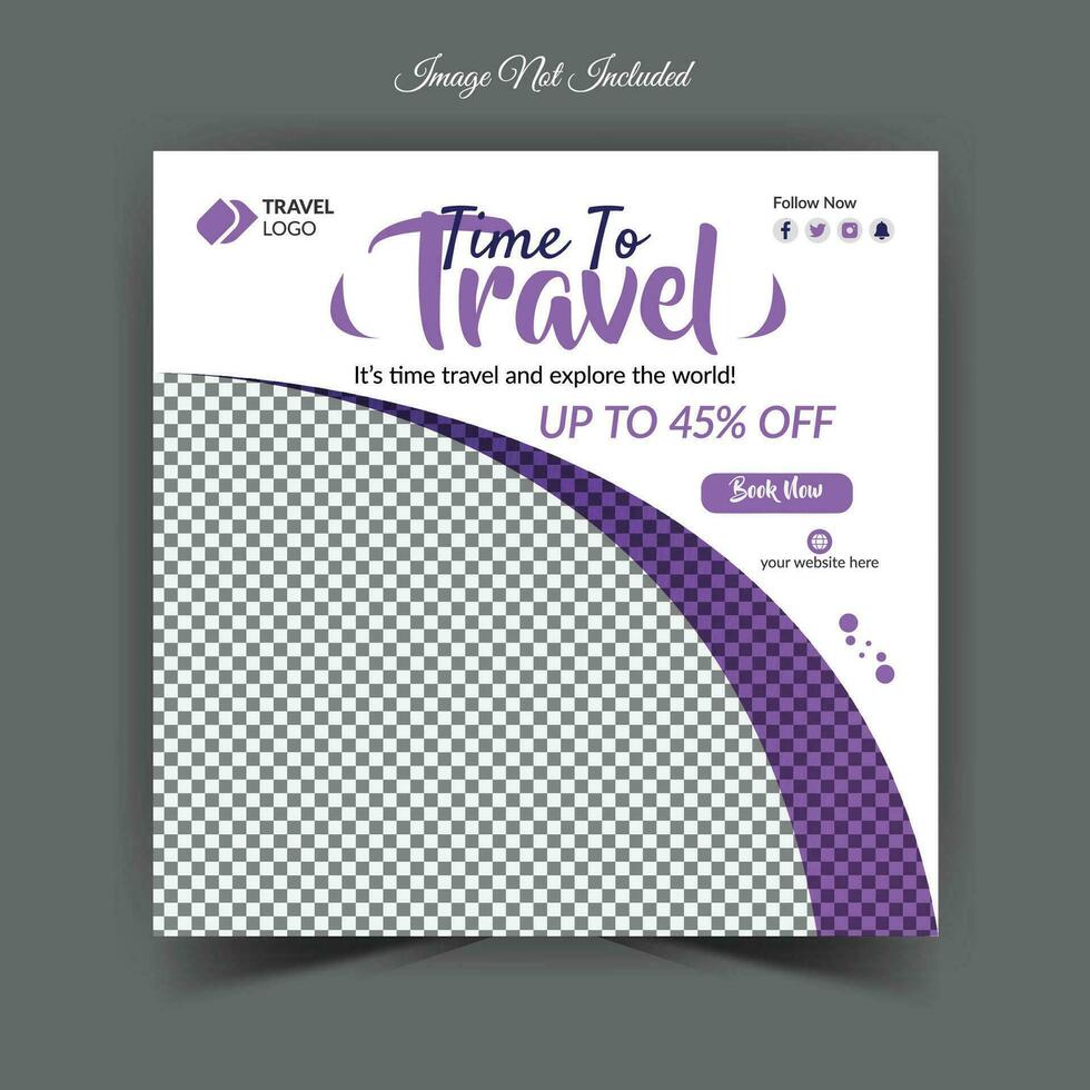 Travel sale banner and social media post template vector